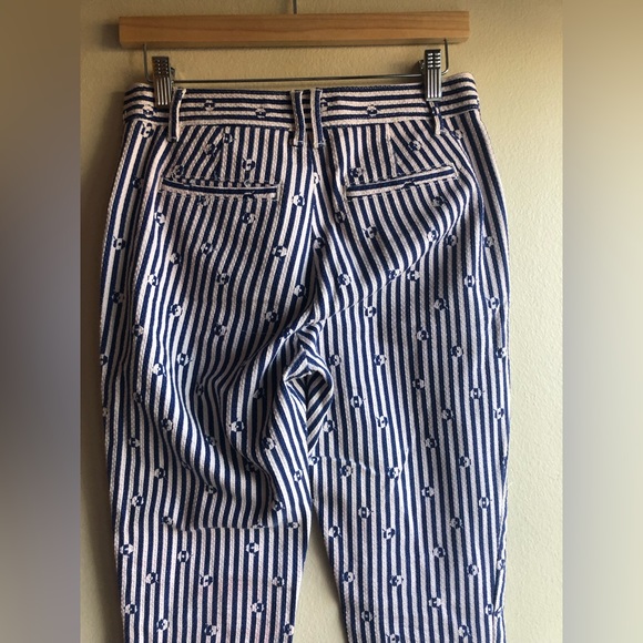 Anthropologie Women's The Essential Slim Trousers Blue White Stripe Size 2 - Picture 11 of 16